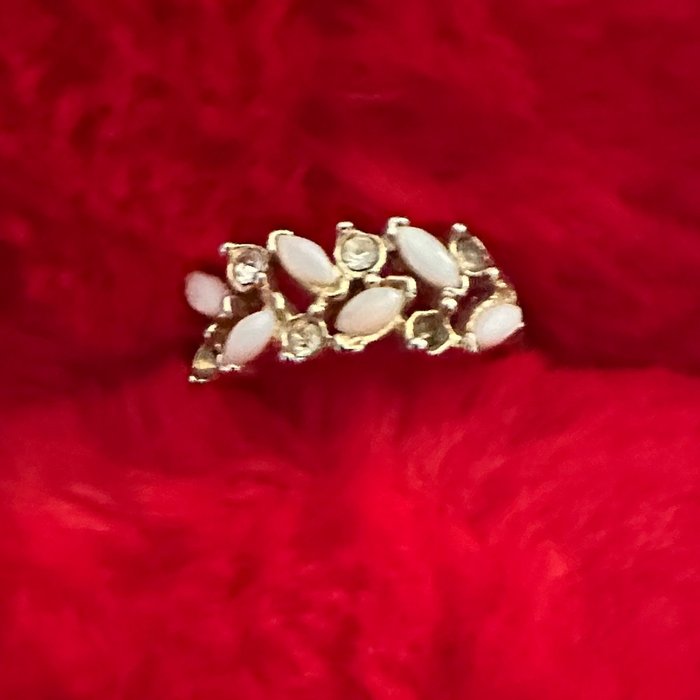 Gold and White Gemstone Ring